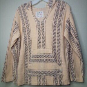 Beach By Exist Hoodie Women S Pullover Poncho Pocket Peach Black
